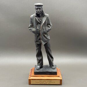Vintage The Lone Sailor Statue U.S. Navy Memorial Cast Bronze Sculpture Bleifeld